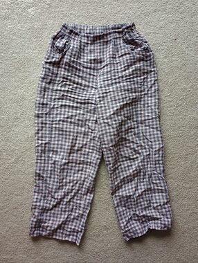 notPERFECTLINEN HIDA Casual Checkered Pull-On Pants - Blue & Pink